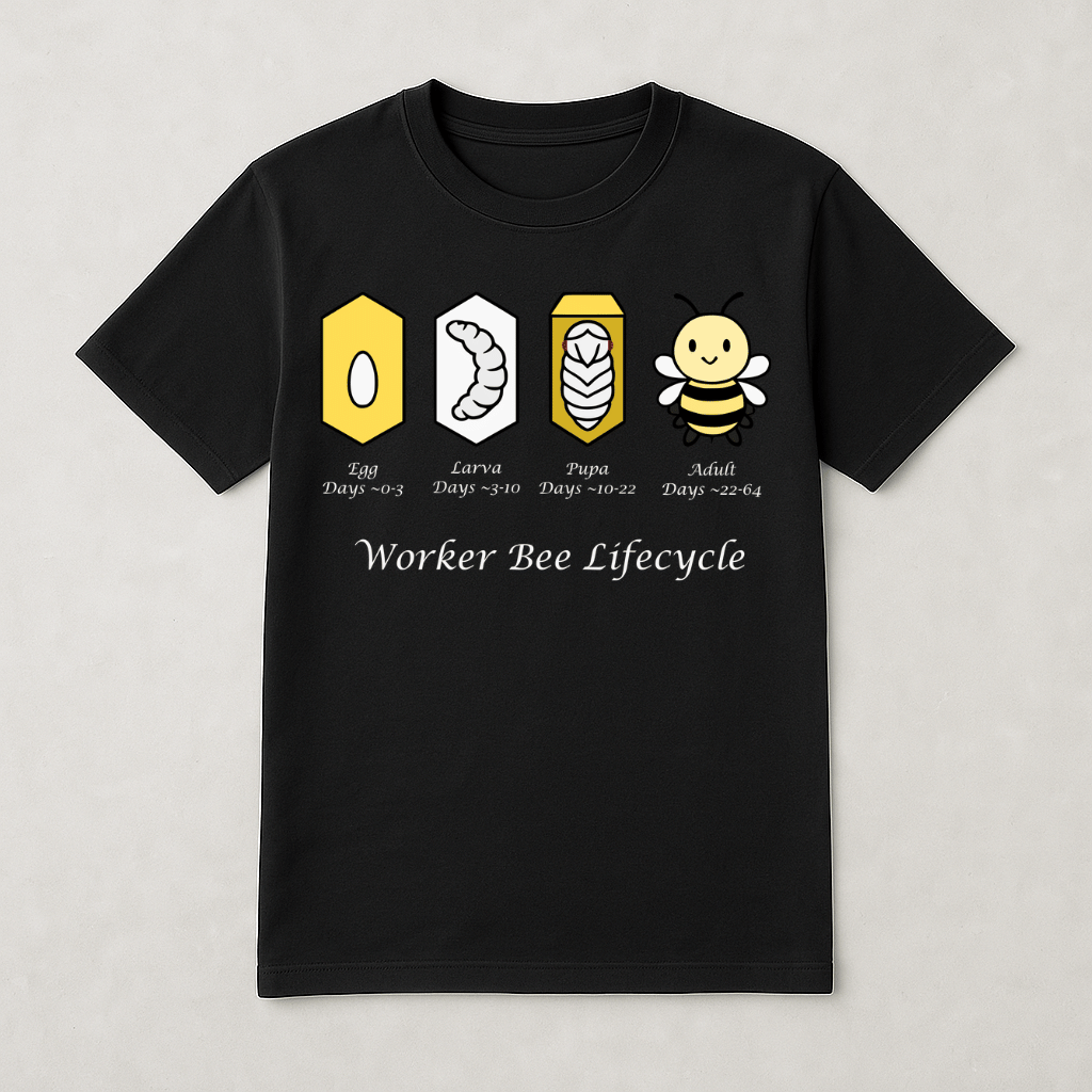 Worker Bee Lifecycle shirt design from The Grinding Bee